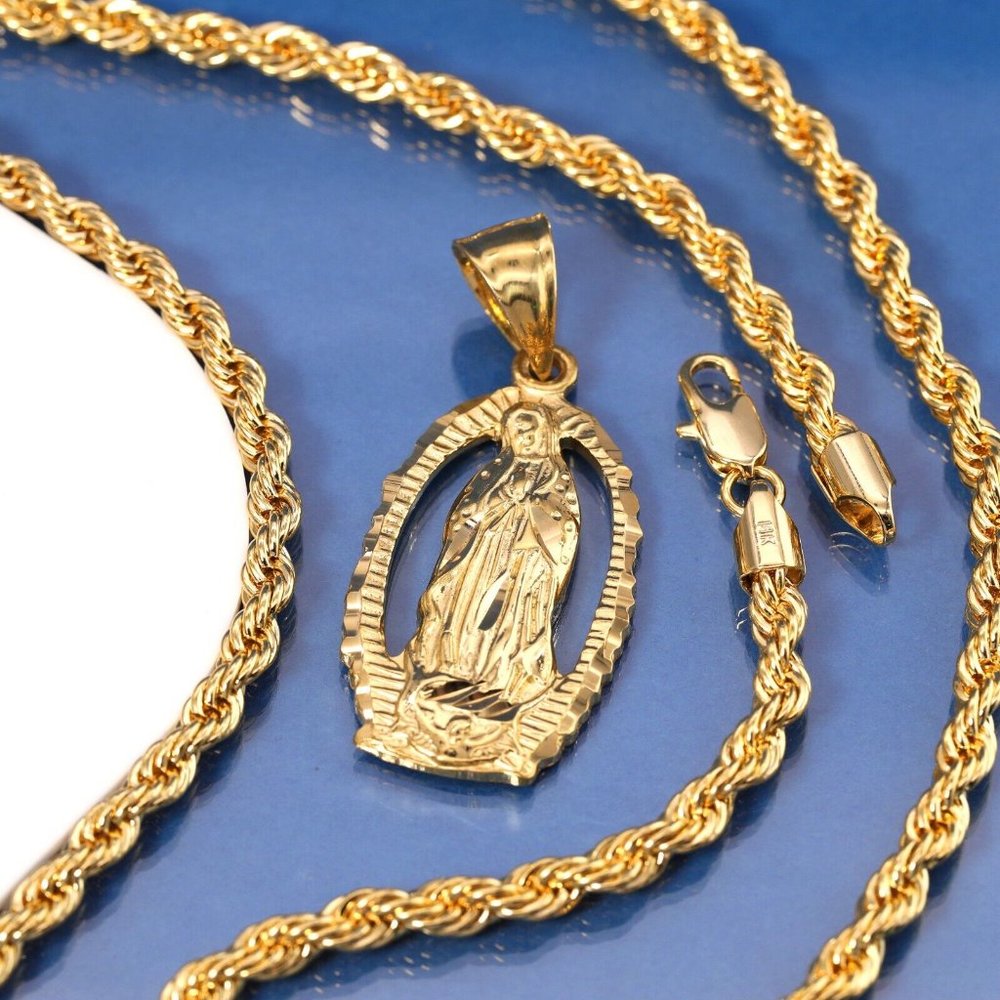 Virgin Mary 14k Gold Necklace + Pendant